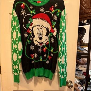 Disney Holiday Sweater with Green Trim and Black Body